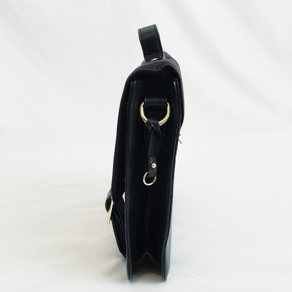 ASOS Black Satchel Vegan Leather and Faux Suede Bag Purse - Picture 3 of 11